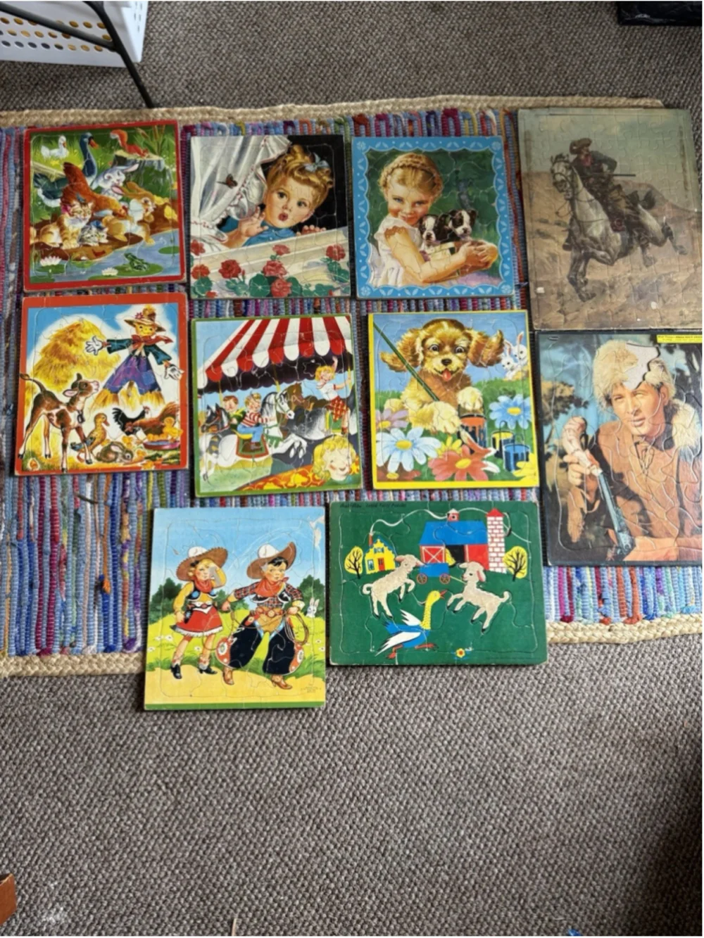 Vintage Cardboard Jigsaw Puzzles Lot (10) 1940-1950 Various Condition.